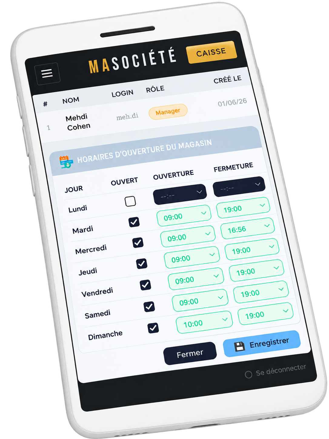 Interface SwiftPos sur smartphone